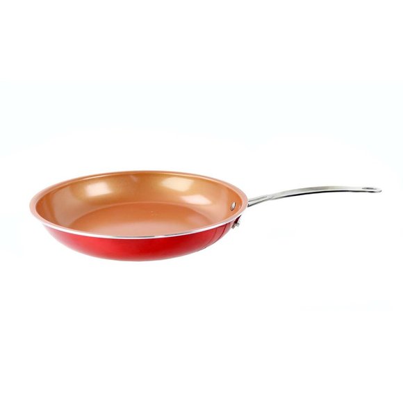 9.5 Ultra Nonstick Red Copper Frying Pan With Stainless Steel Handle - Picture 2 of 4